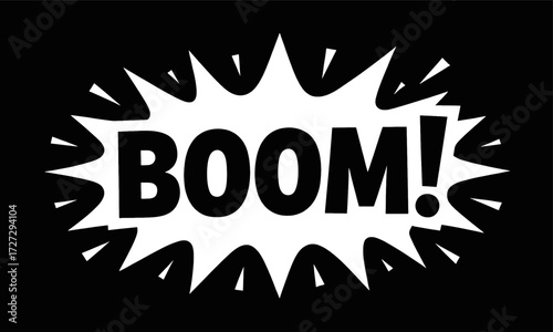 Explosive Boom! Illustration with Dynamic Black and White Style