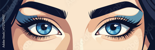 Expressive Blue Eyes with Dark Eyeliner and Mascara