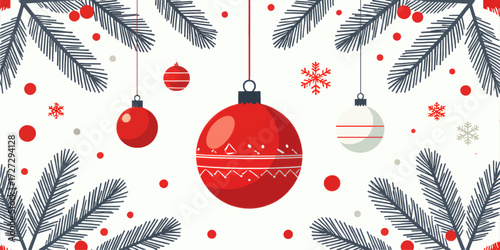 Festive Christmas Baubles Amid Pine Branches