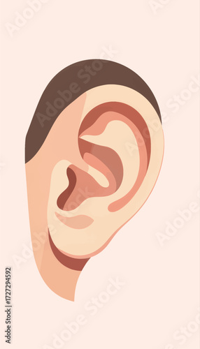 Human Ear Illustration in Soft Pastel Tones