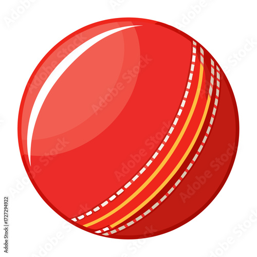 Vibrant red cricket ball ready for a match, showcasing skill and teamwork in sports, ideal for athletic training and competitive play, a symbol of passion and dedication