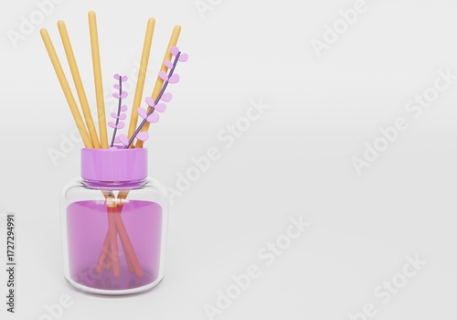 Lavender Reed Diffuser Home Fragrance with Floral Accents with white background