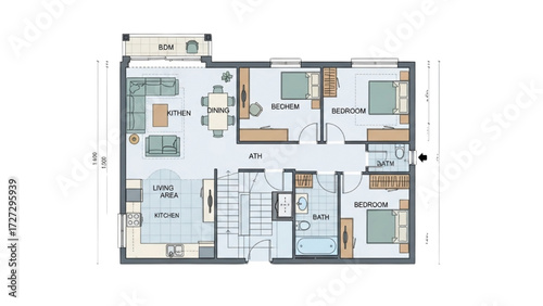 AutoCAD House Plan Vector Illustration – New Home Floor Plans for Interior and Exterior Construction AI EPS PNG JPEG
