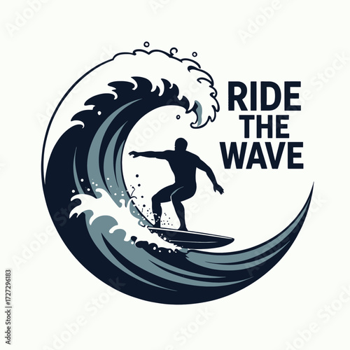 Surfer Riding Wave Silhouette, Inspiring Adventure