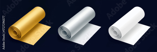 Three Paper Rolls in Minimalist Style on Dark Background