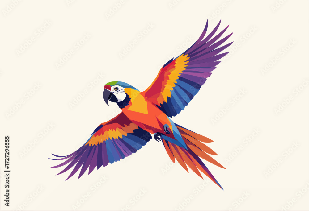 Fototapeta premium Vibrant Parrot in Flight, Colorful Feathers, Tropical Freedom