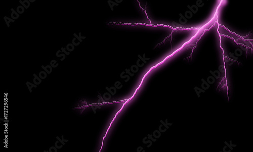 Bright Purple Lightning Bolts Cracking Across a Dark Sky