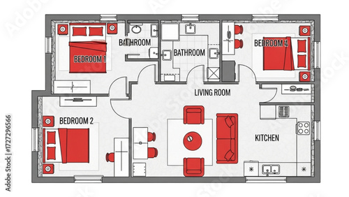 AutoCAD House Plan Vector Illustration – New Home Floor Plans for Interior and Exterior Construction AI EPS PNG JPEG
