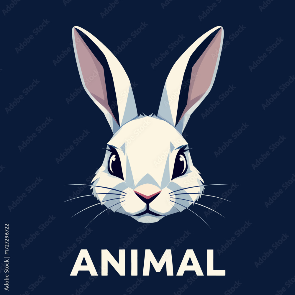Fototapeta premium White Rabbit Illustration on Dark Blue Background