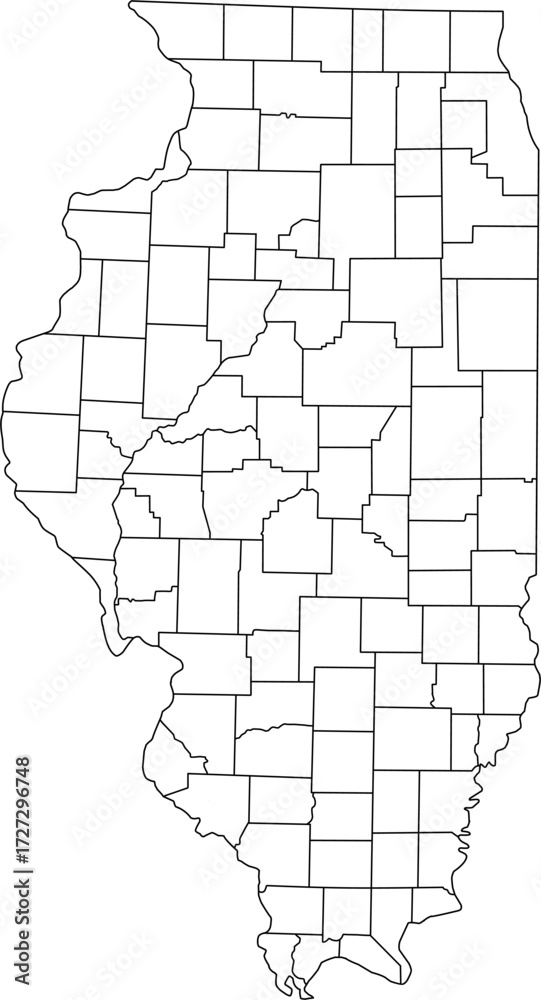 Fototapeta Detailed vector map of Illinois, USA, showing all internal county borders. Ideal for demographic studies and regional planning.

