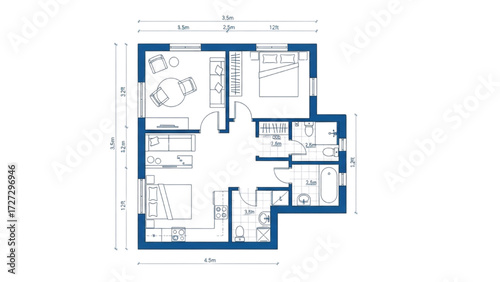 AutoCAD House Plan Vector Illustration – New Home Floor Plans for Interior and Exterior Construction AI EPS PNG JPEG
