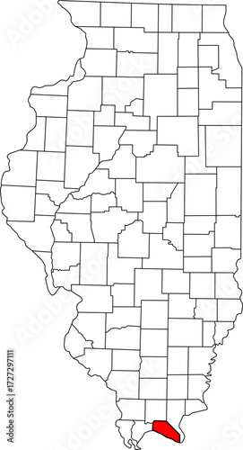 Detailed vector map of Illinois, USA, highlighting Massac County. Ideal for data visualization and far Southern Illinois river reports.

