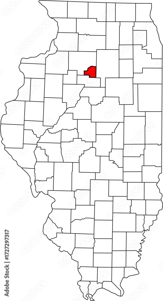 Fototapeta Detailed vector map of Illinois, USA, highlighting Putnam County. Ideal for data visualization and Central Illinois river region reports.

