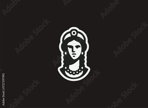 Hera Logo and Illustration, Greek Goddess Logo Design, Minimal Hera Vector, Ancient Greek Mythology Logo, Queen of the Gods Illustration, Elegant Mythological Branding, Modern Hera Minimal Design