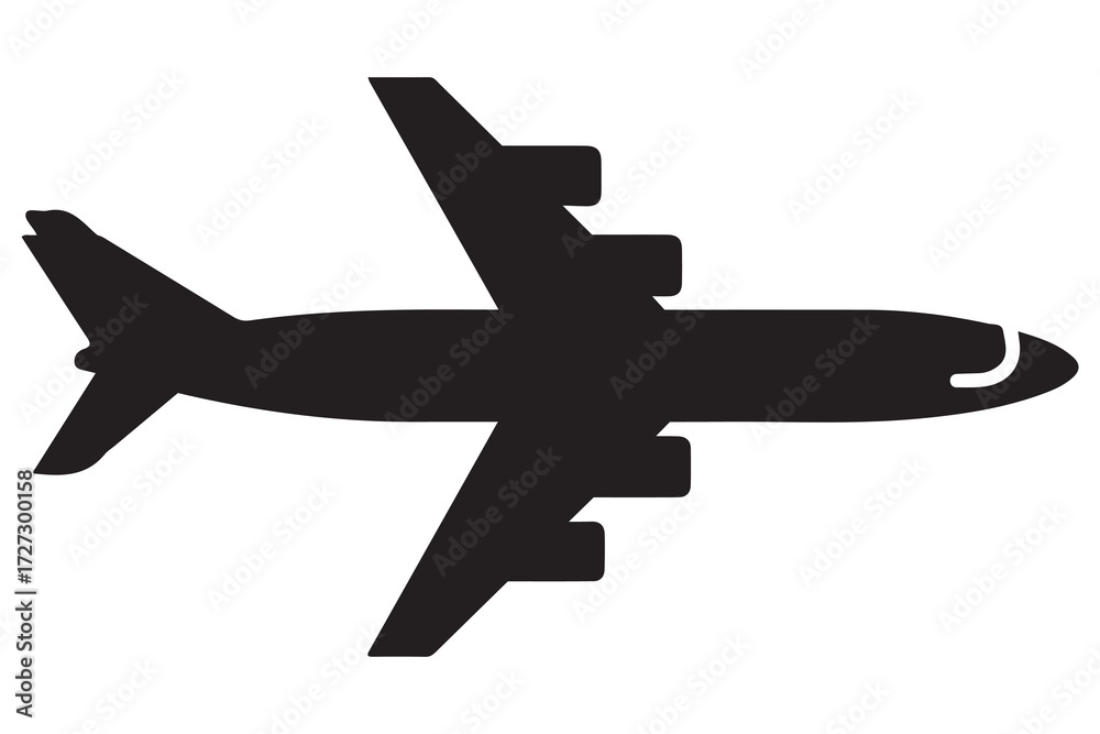 Obraz premium Airplane silhouette vector illustration on white background 