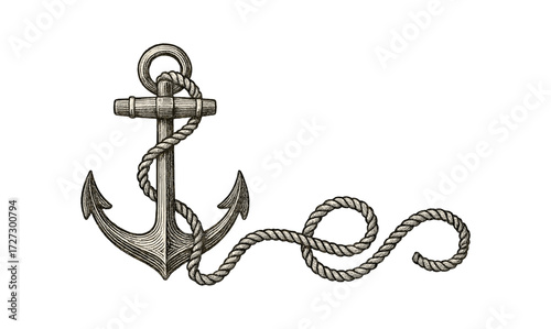 Vintage anchor illustration with nautical rope design for maritime themed projects