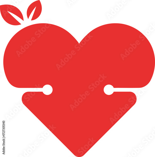 Health care heart symbol with medical cross and natural green leaves representing wellness, vitality, and well-being, modern graphic vector illustration