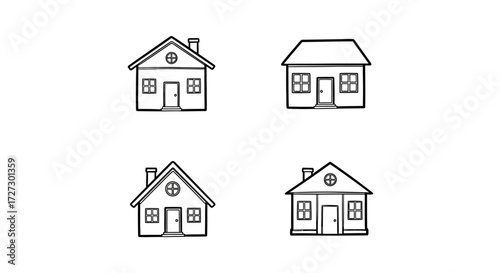 Explore charming house outlines for architectural designs or real estate concepts, ideal for presentations, websites, or marketing materials with clean, minimalist style