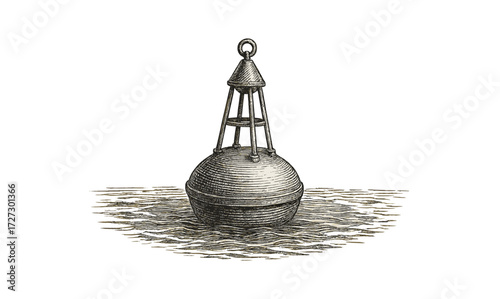 Vintage nautical buoy illustration for maritime design and decor