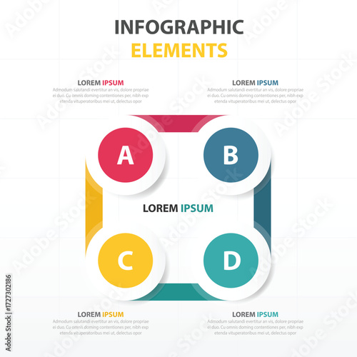 Infographic elements with four circular sections labeled a b c and d for data visualization and presentation