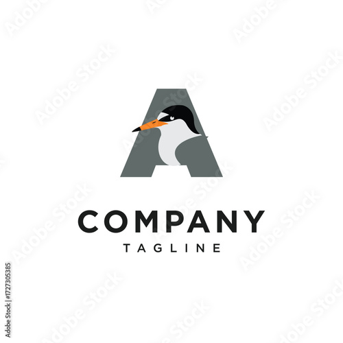 Letter A Sternula Albifrons Logo Icon Vector