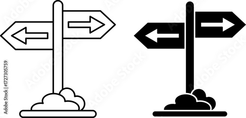 Directional signpost with arrows pointing left and right
