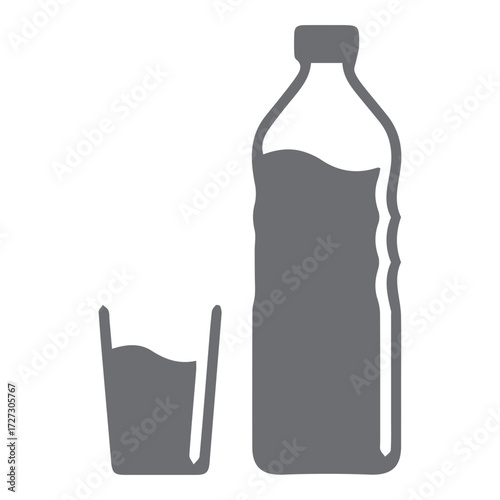 Water Bottle and Glass