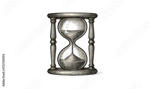 Vintage hourglass illustration for classic timekeeping and decor design