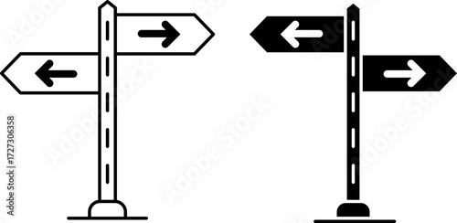 Two directional signposts showing opposite directions