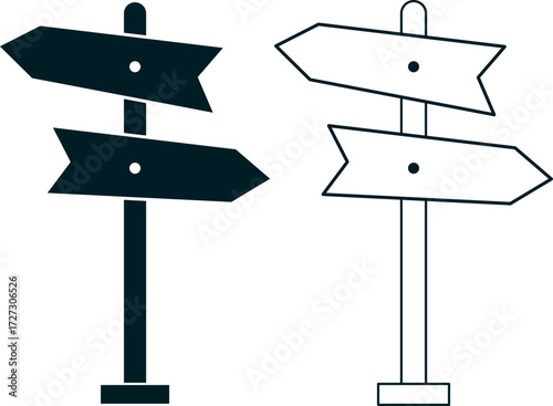 Directional signpost with two arrows pointing left and right