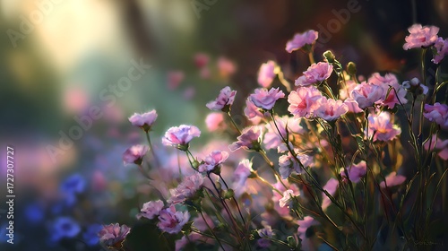 Soft pastel sunset coloring garden flowers peaceful mood