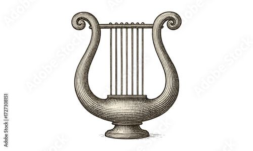 Vintage lyre illustration for musical theme designs and classical art projects