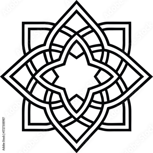 Geometric islamic pattern intricate arabesque design with symmetrical star shape, perfect for decorative backgrounds and artistic projects