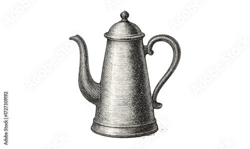 Vintage coffee pot illustration on brown background for classic design and decor