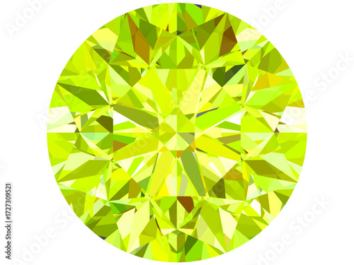 green gemstone vector illustration, designed with intricate polygonal facets that mimic the brilliance of a real gemstone.