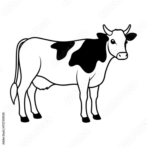 Vector illustration of a standing cow with a whimsical design scalable for any project Vector