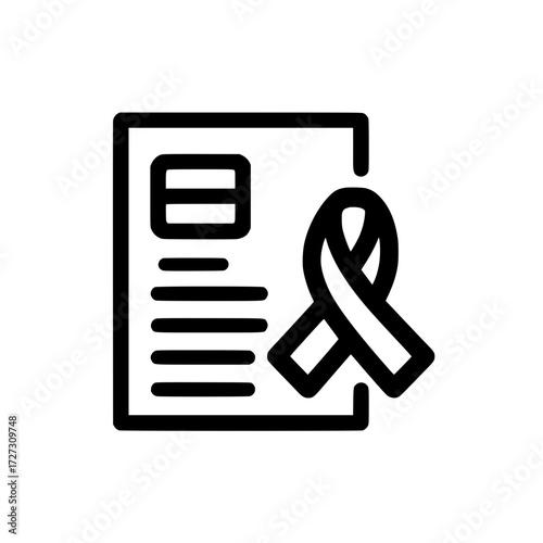 vector icon showing a paper file with mental health ribbon for emotional support content