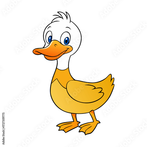Cute cartoon duckling vector illustration adorable baby bird animal icon Vector