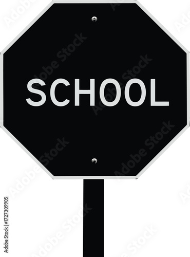 School zone safety sign octagon caution alert warning traffic roadway vector