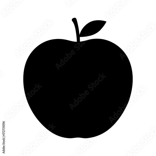 Simple clean silhouette of an apple vector graphic for healthy food and fruit concepts Vector