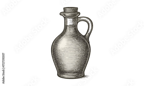 Vintage olive oil bottle illustration for kitchen decor and culinary design
