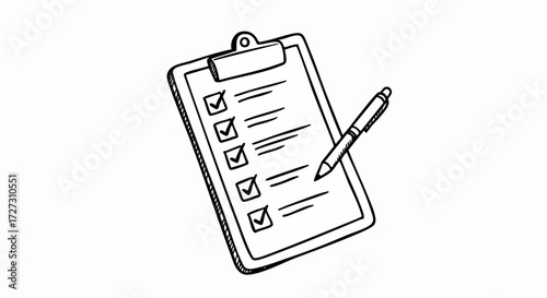 Simple Checklist with Pen on Clipboard Hand Drawn Style