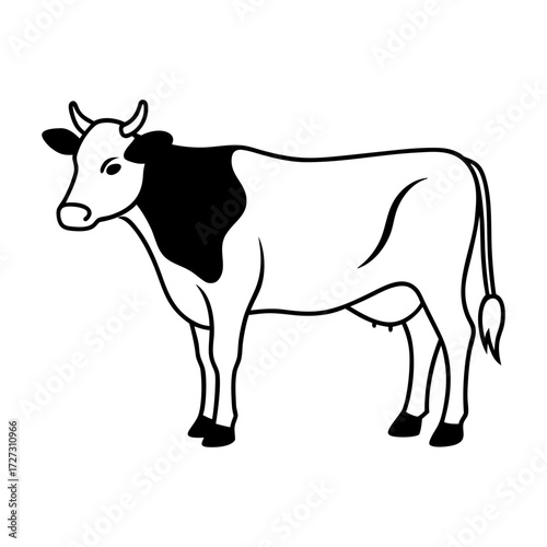 Simple vector illustration of a standing cow farm animal icon Vector
