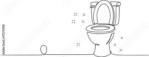 Toilet icon high commode one continuous simple line drawing concept of hygienic minimalist, Bowl icon line continuous drawing vector. One line Bowl icon vector background. 
