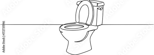 Toilet icon high commode one continuous simple line drawing concept of hygienic minimalist, Bowl icon line continuous drawing vector. One line Bowl icon vector background. 