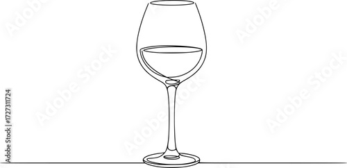 Continuous one line drawing of Wine glass vector illustration. Editavle outline