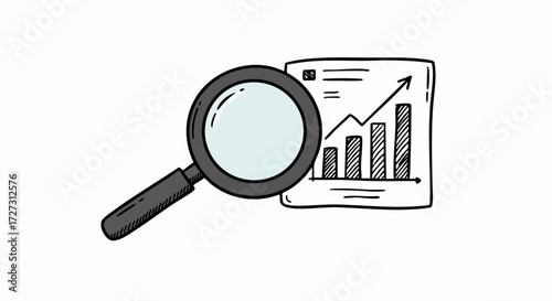 Magnifying Glass on Upward Graph, Financial Analysis Concept