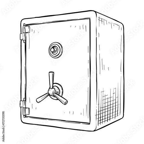 steel safe vector hand drawn illustration
