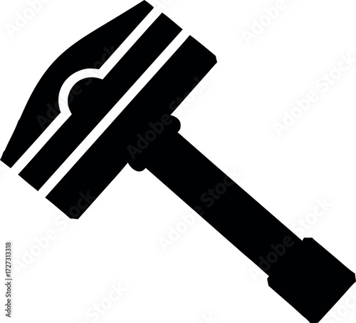 Thor hammer icon vector illustration, Black silhouette design, Mythological power symbol