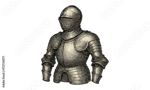 Vintage knight armor illustration – perfect for historical design and medieval-themed projects